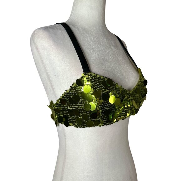 SIEDRES Lemy Bralette Top in Green Small New Womens Sequin Crop Top - Picture 8 of 14